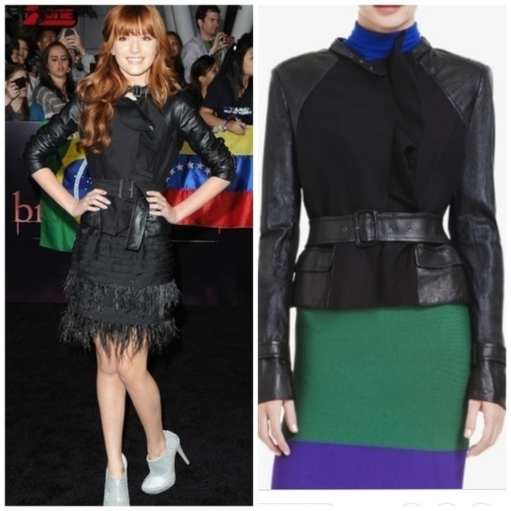 BCBGMAXAZARIA Tucker Leather & Silk Jacket